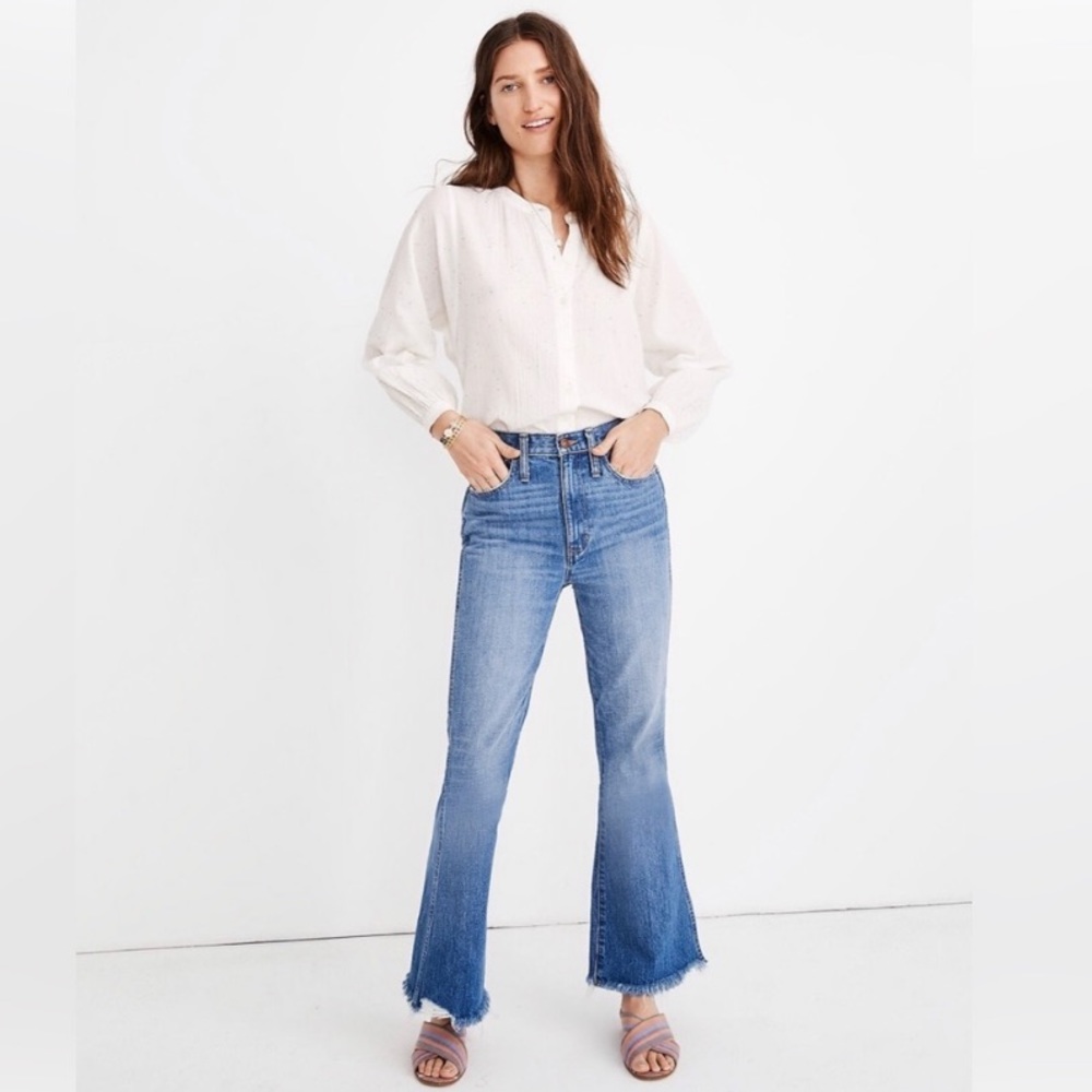 Madewell Rigid Flare High Rise Raw Hem Jeans Size 28